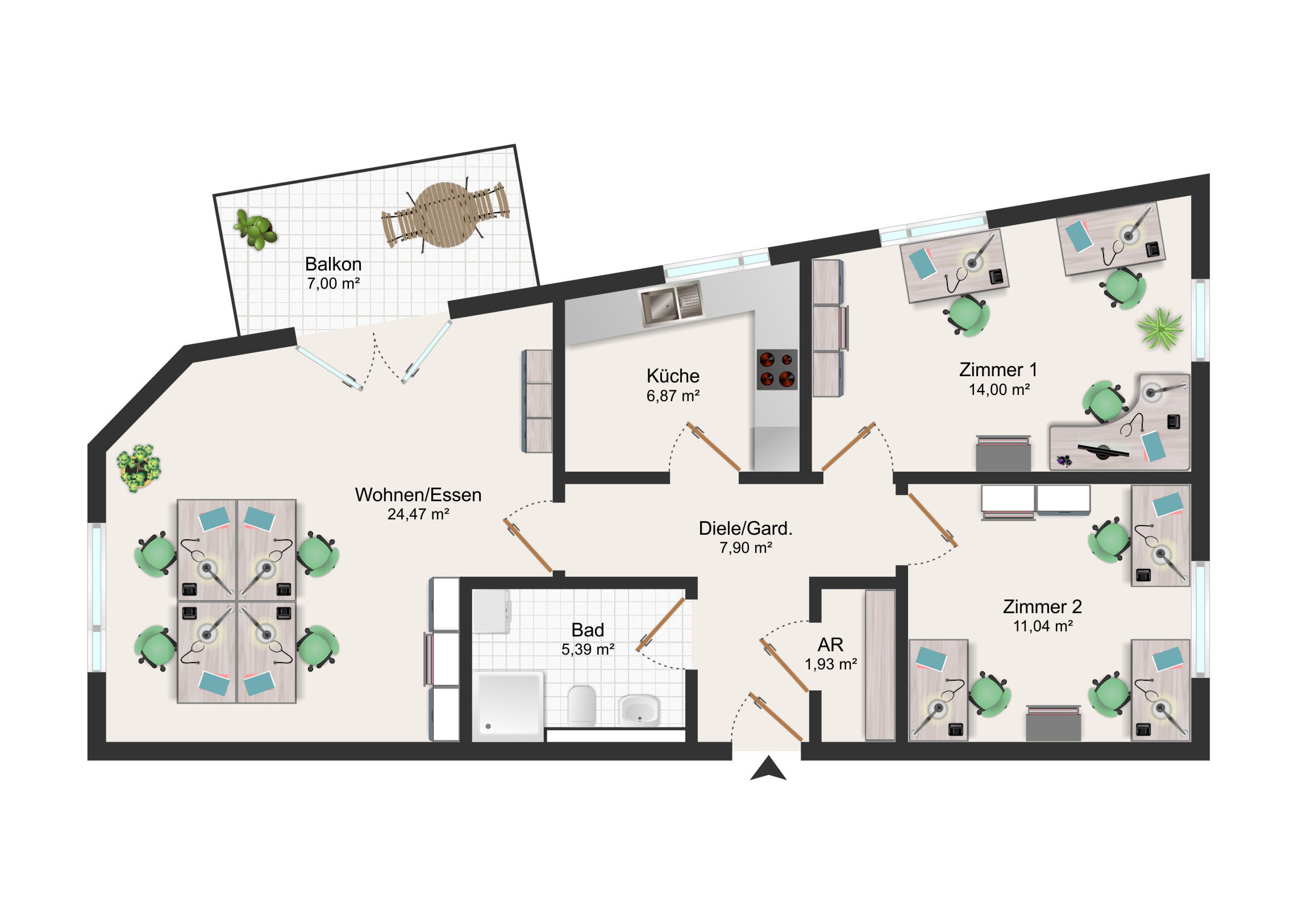 Vermietung von einer Gewerbeeinheit / ca. 74 m² / BÜRO / PRAXIS